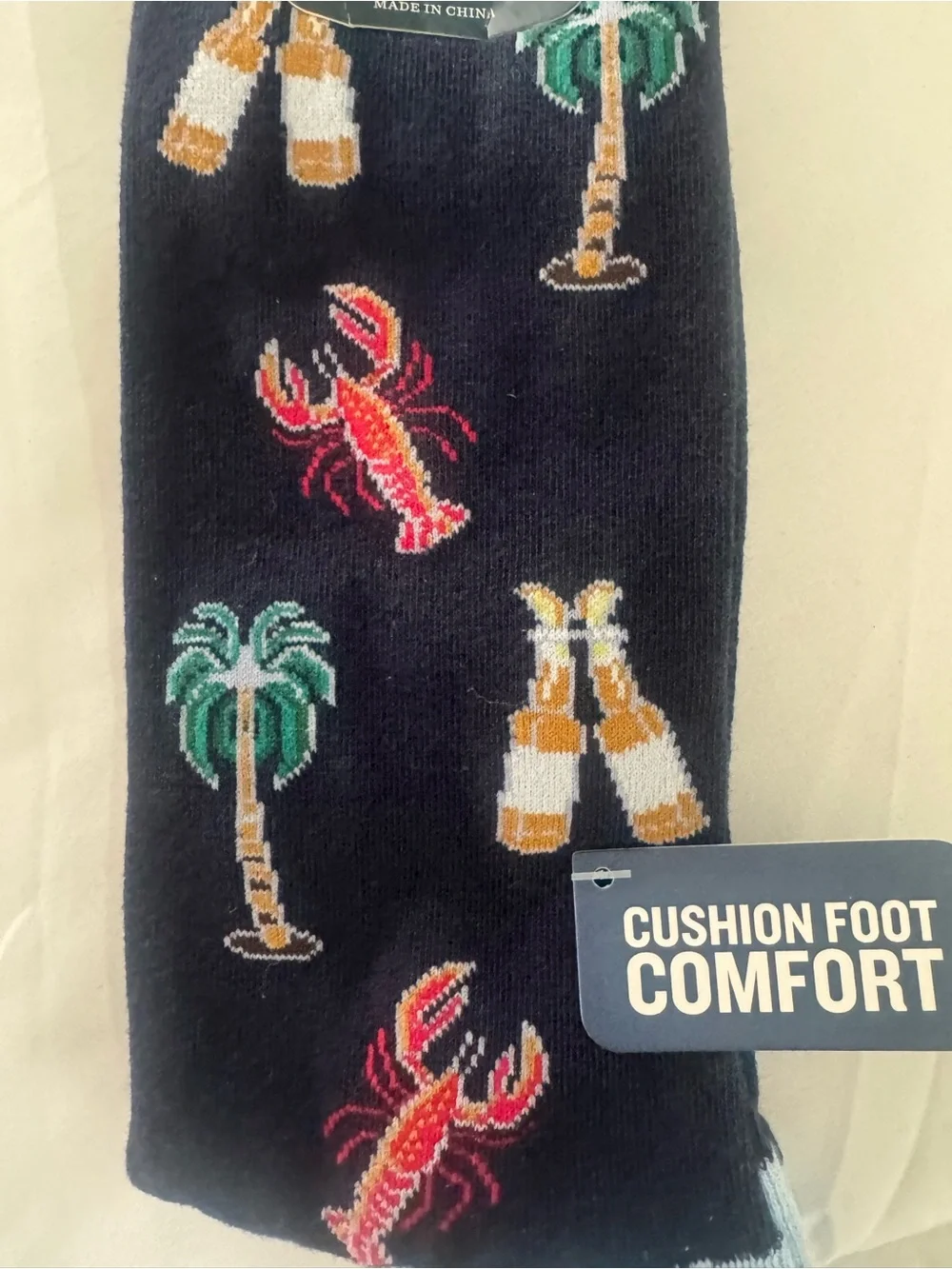 Tommy Bahama Black‎ Casual Socks with Palm Tree, Lobster & Bottle Motifs
